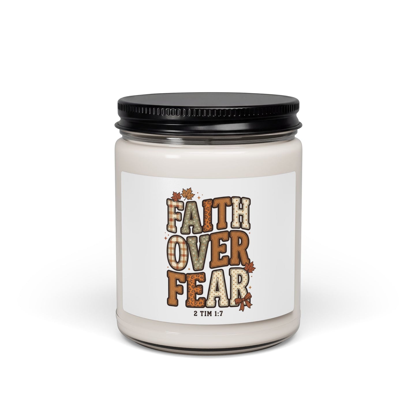 Faith Over Fear Soy Candle | Christian Autumn, Fall Leaves