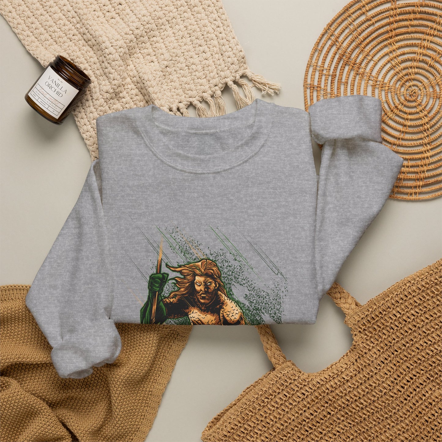 Aquaman Graphic Sweatshirt — Vintage Comic Trident Design