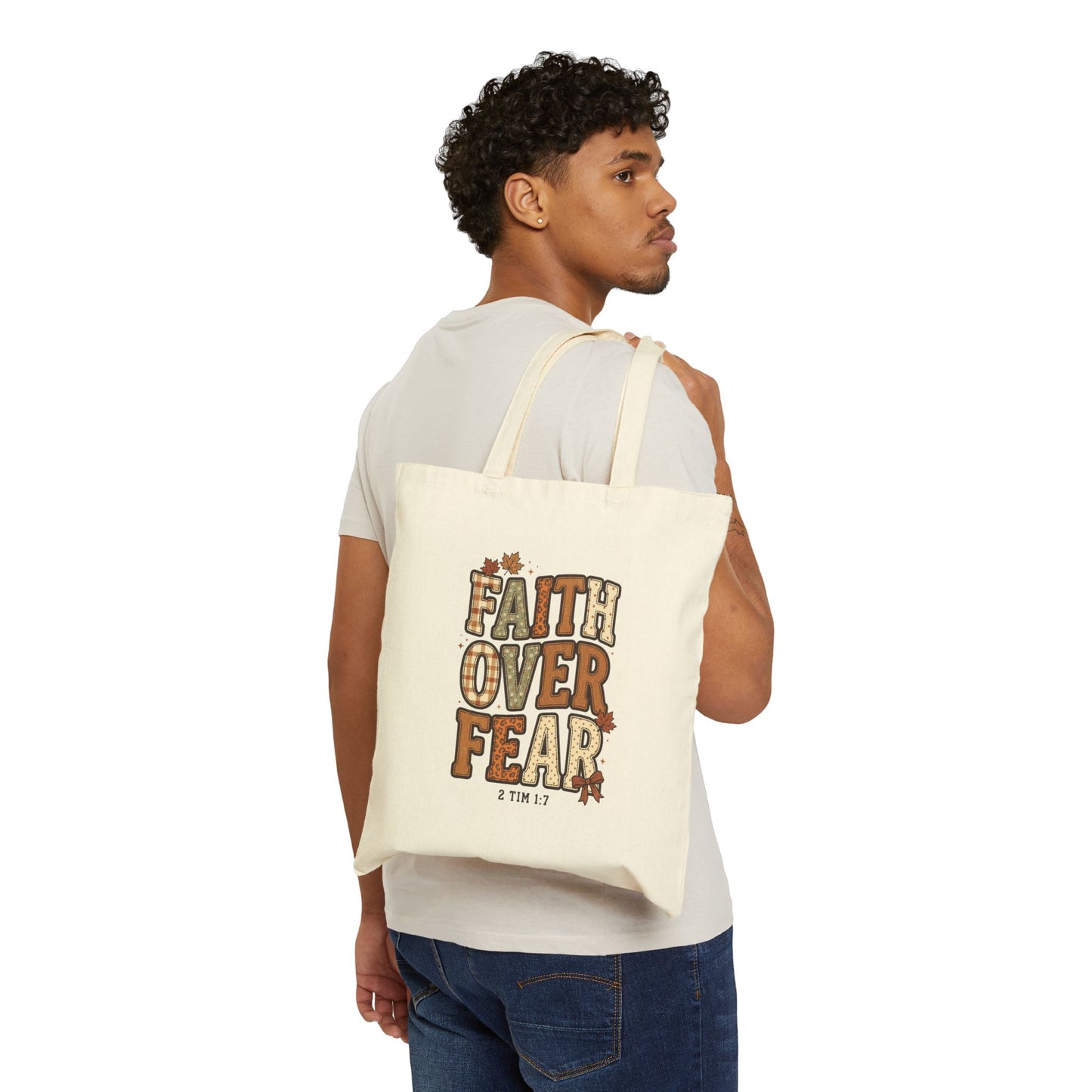 Faith Over Fear Tote | Christian Autumn, Fall Leaves Scripture