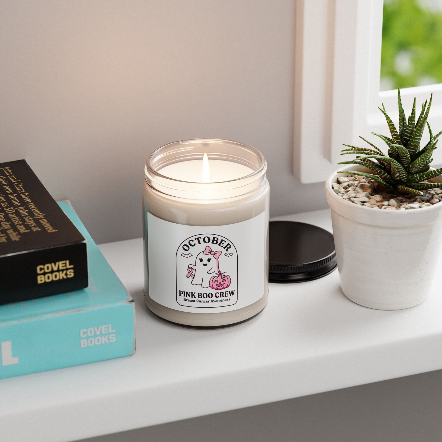Pink Boo Crew Soy Candle | Breast Cancer Awareness Ribbon, October