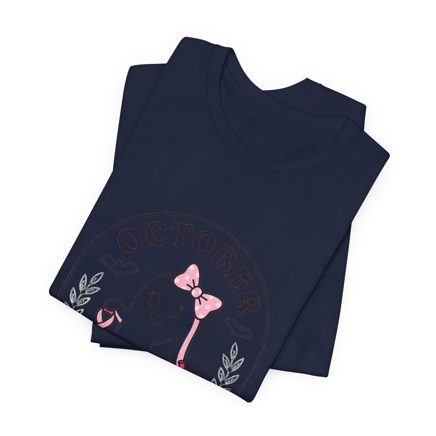Pink Boo Crew Ghost Tee | Breast Cancer Awareness, October Ribbon