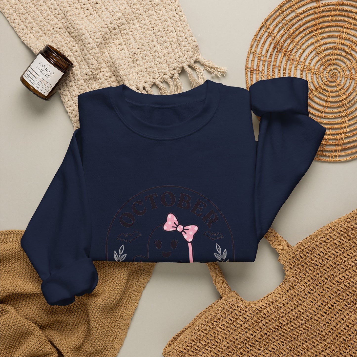 Pink Boo Crew Breast Cancer Awareness Sweatshirt | October ribbon support