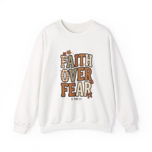 Faith Over Fear Sweatshirt | Christian Autumn, 2 Tim 1:7, Fall Leaves