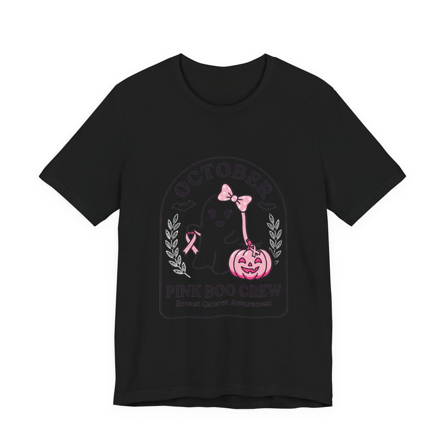 Pink Boo Crew Ghost Tee | Breast Cancer Awareness, October Ribbon