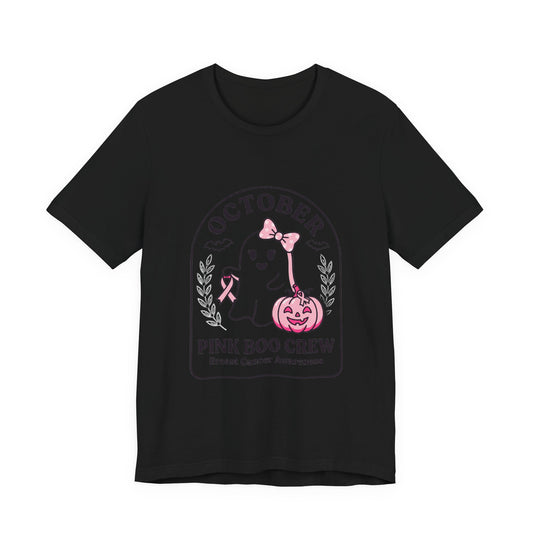 Pink Boo Crew Ghost Tee | Breast Cancer Awareness, October Ribbon