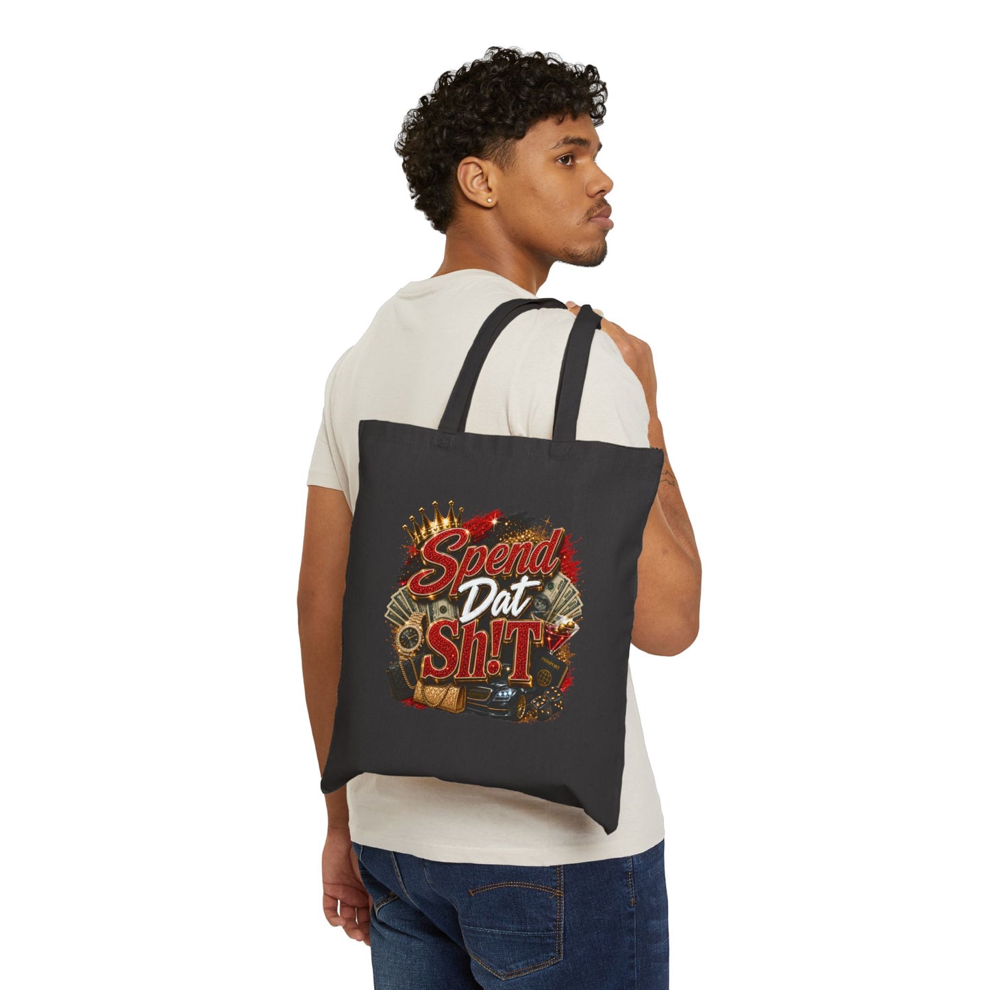 Canvas Tote Bag — "Spend Dat Sh!t" Bold Graphic Market Tote