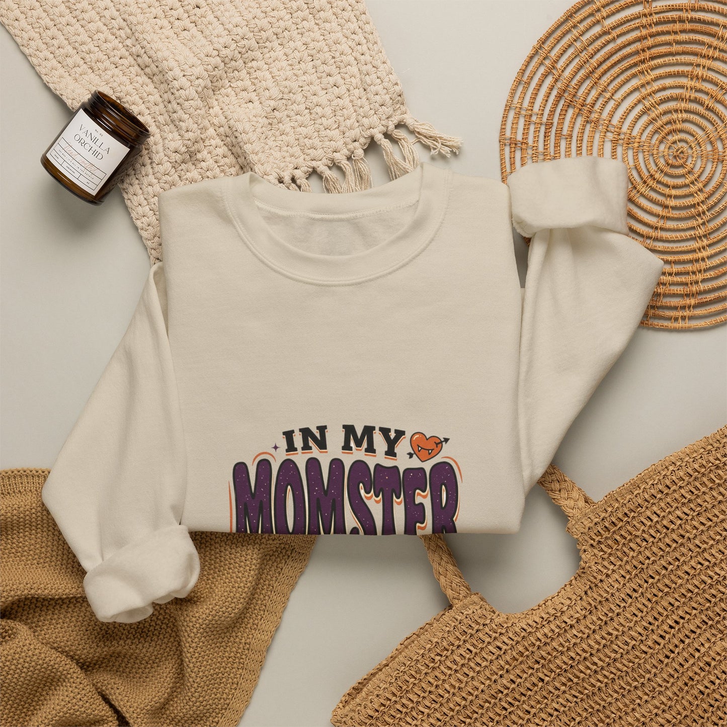 Momster Era Sweatshirt | Halloween mom graphic, purple orange spooky lettering