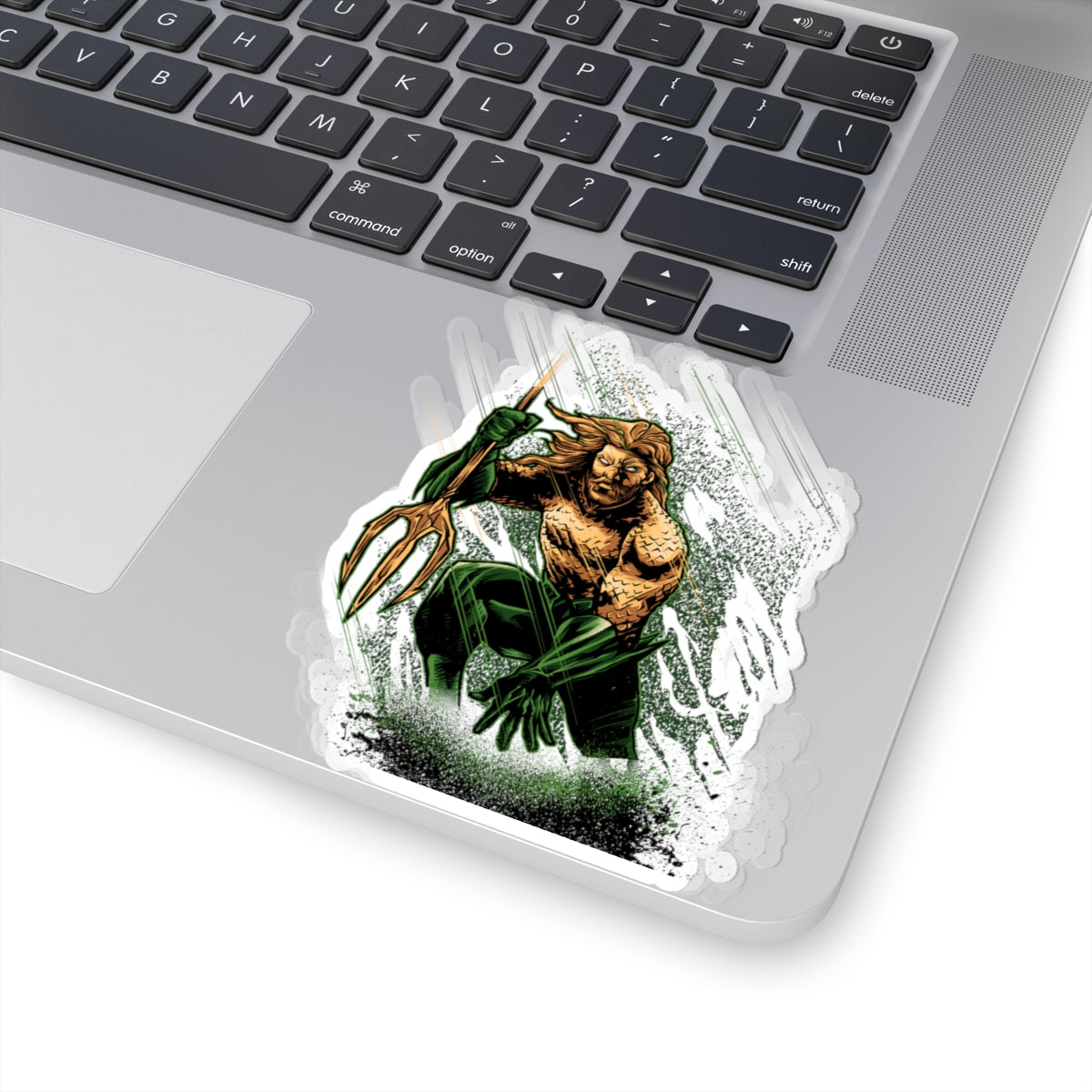 Aquatic Warrior Kiss-Cut Sticker — Trident Pose Waterproof Decal