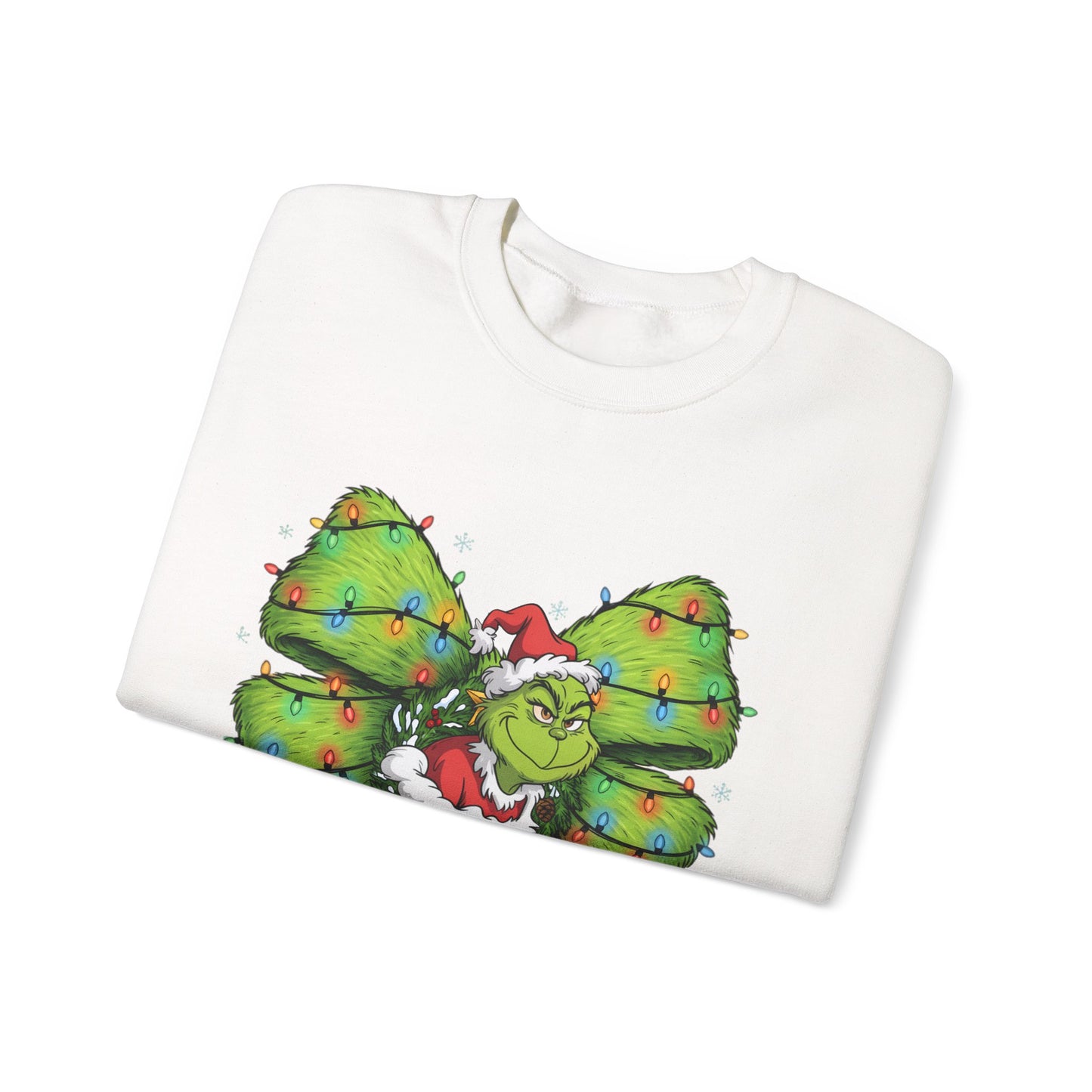 Grinch Christmas Bow Sweatshirt – Funny Holiday Crewneck