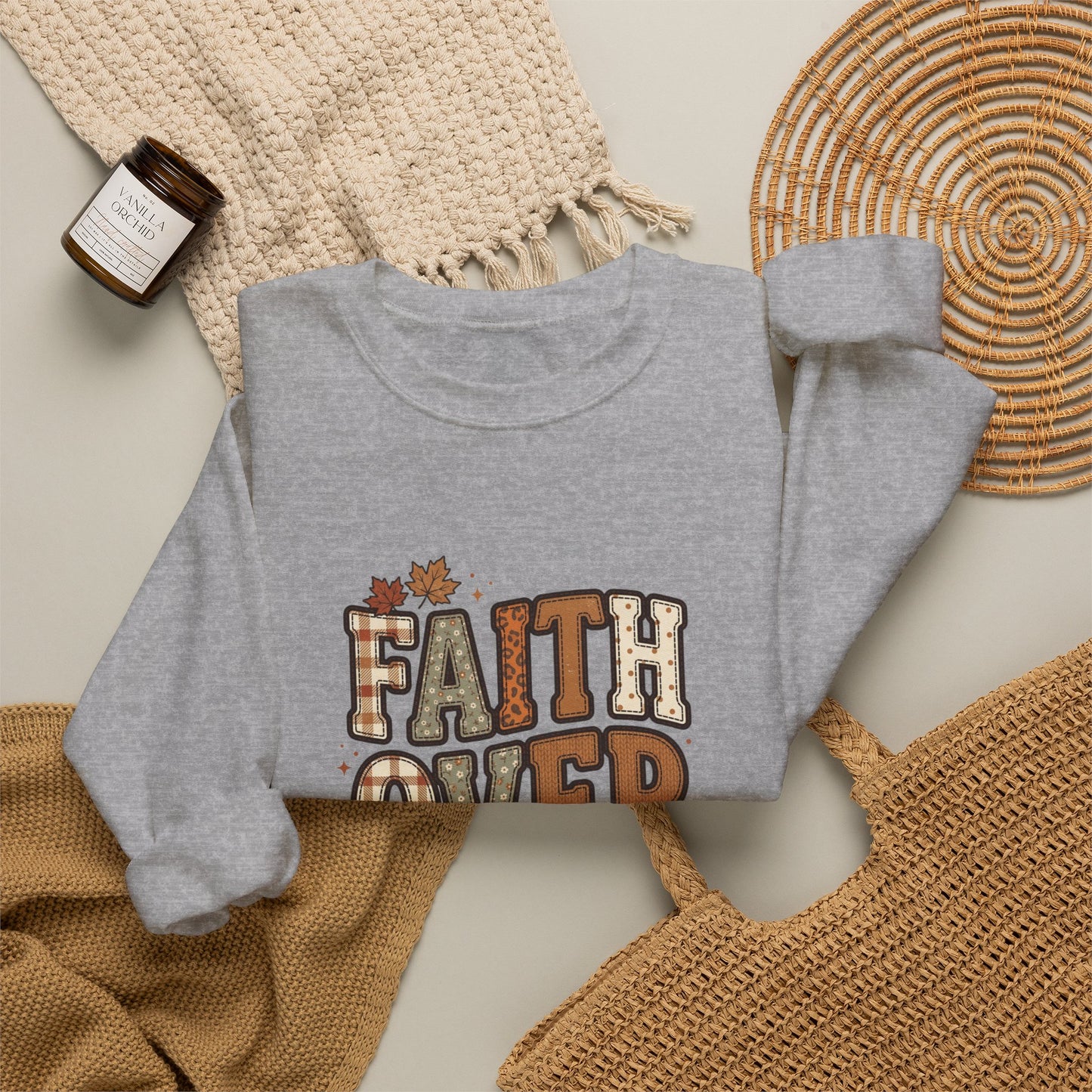 Faith Over Fear Sweatshirt | Christian Autumn, 2 Tim 1:7, Fall Leaves
