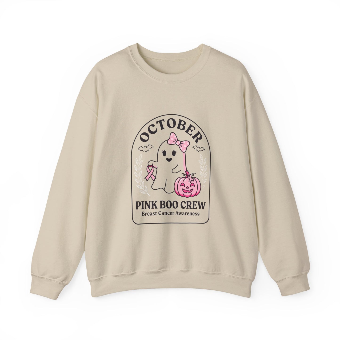 Pink Boo Crew Breast Cancer Awareness Sweatshirt | October ribbon support