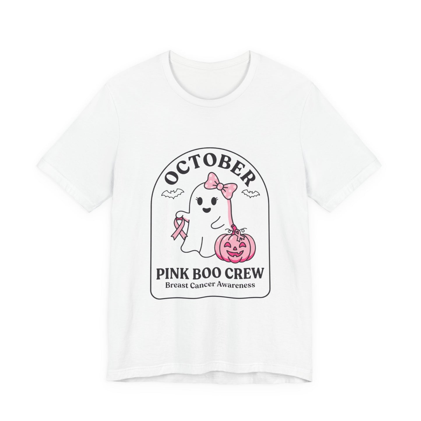 Pink Boo Crew Ghost Tee | Breast Cancer Awareness, October Ribbon