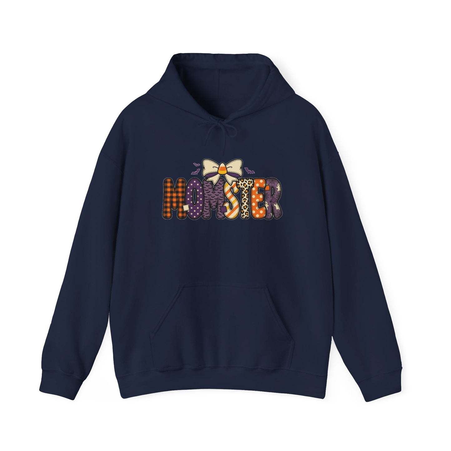 Momster Halloween Hoodie | purple orange spooky lettering, bats
