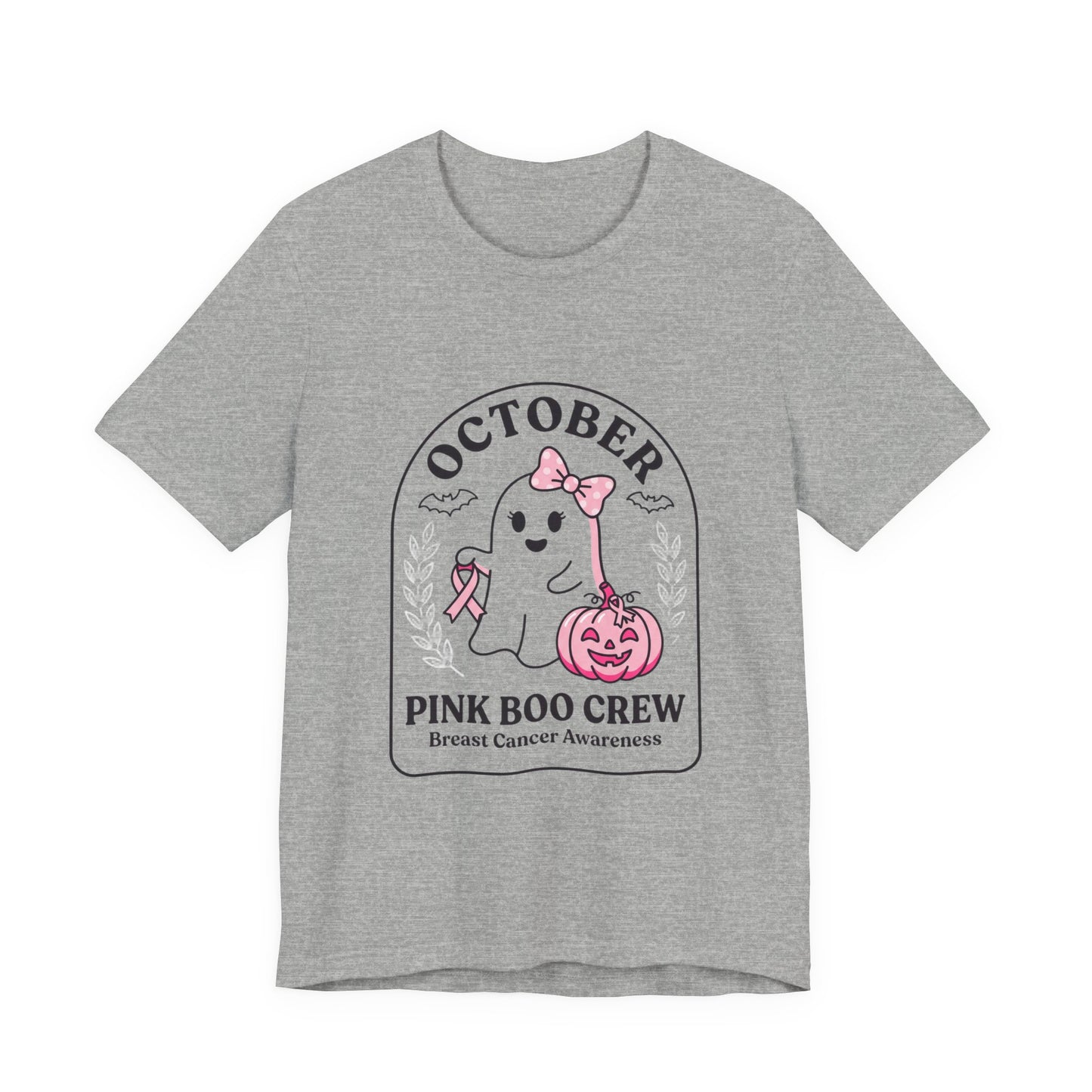 Pink Boo Crew Ghost Tee | Breast Cancer Awareness, October Ribbon
