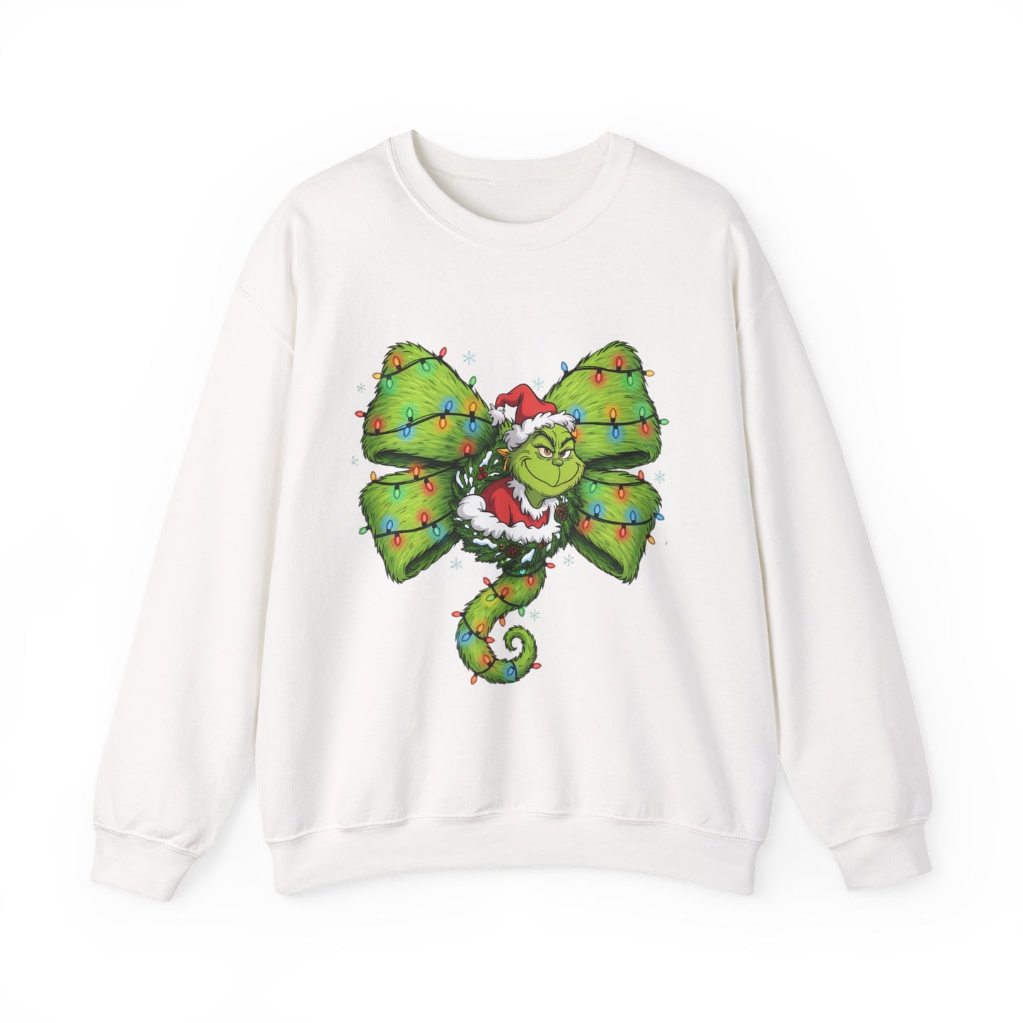 Grinch Christmas Bow Sweatshirt – Funny Holiday Crewneck