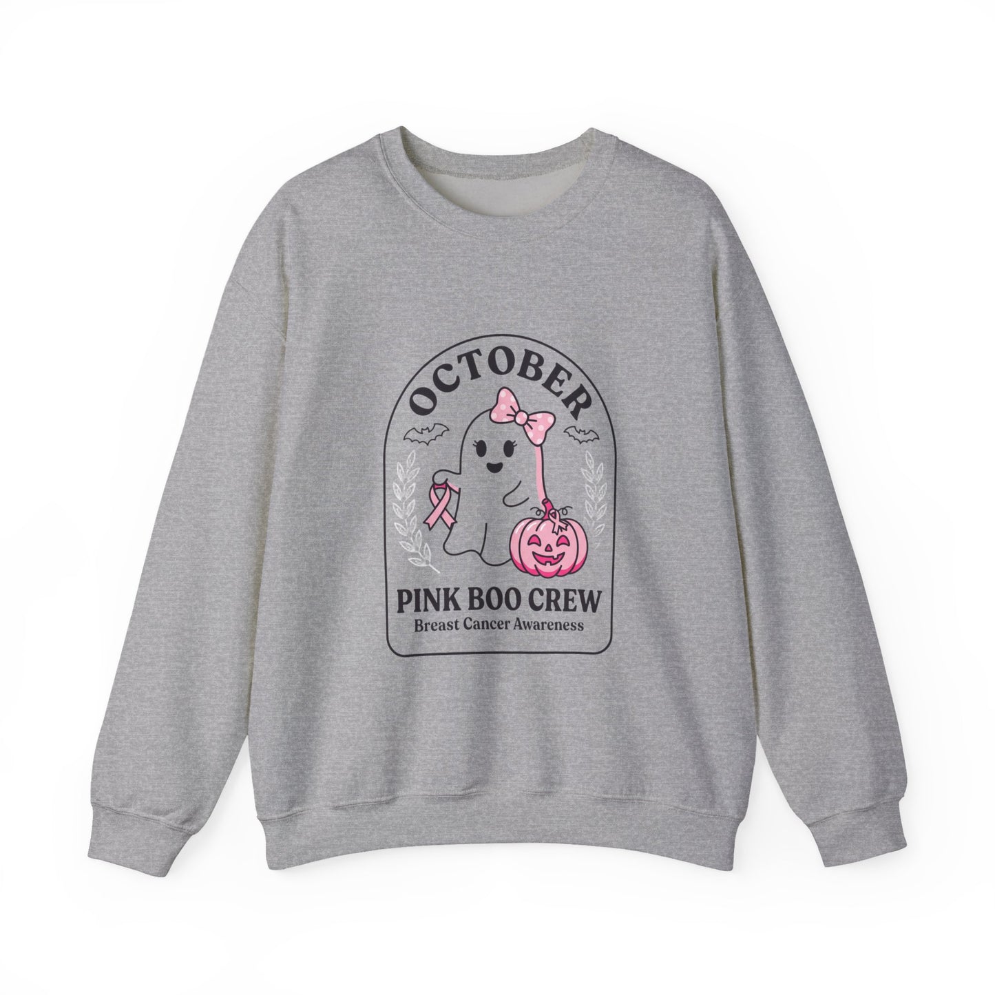 Pink Boo Crew Breast Cancer Awareness Sweatshirt | October ribbon support