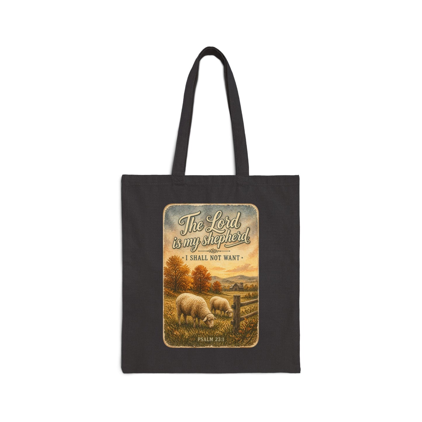 Psalm 23 Shepherd Scene Tote | Christian Autumn, Fall Leaves Canvas