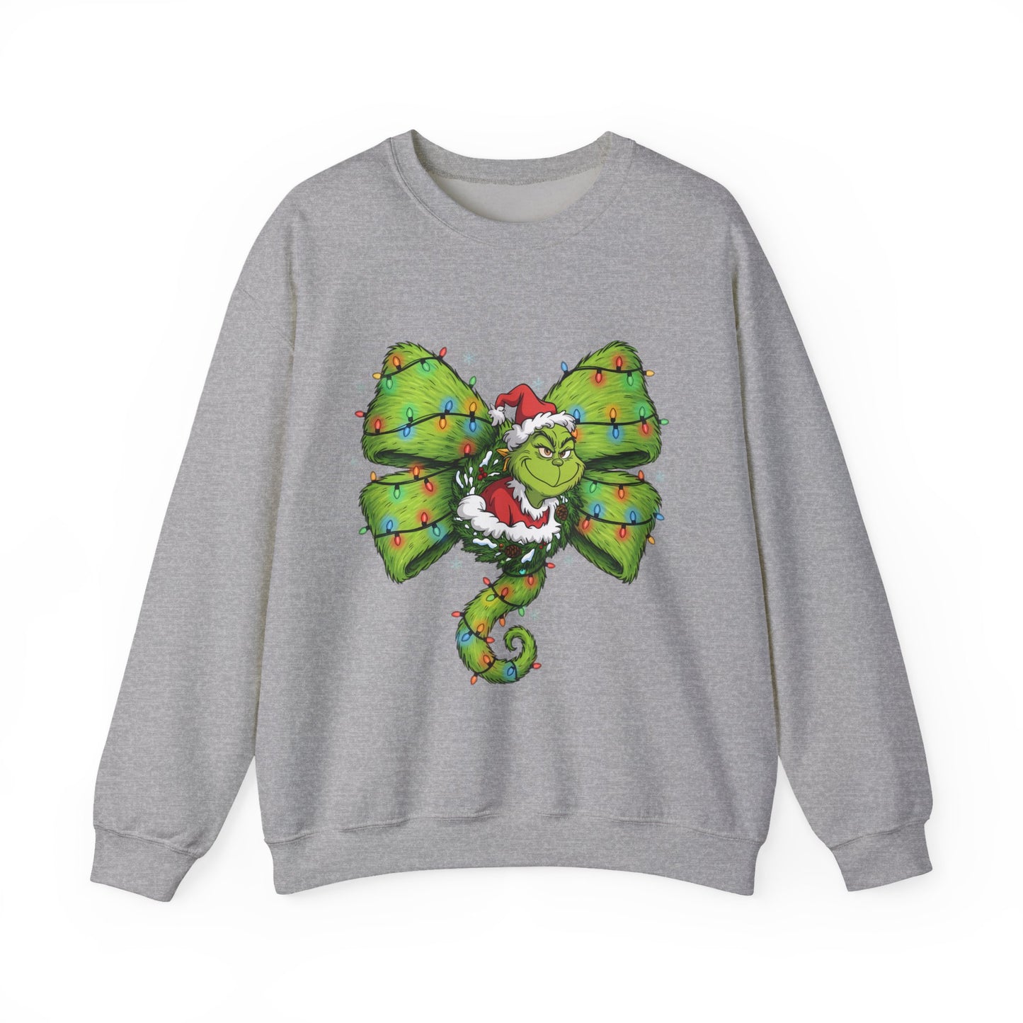 Grinch Christmas Bow Sweatshirt – Funny Holiday Crewneck