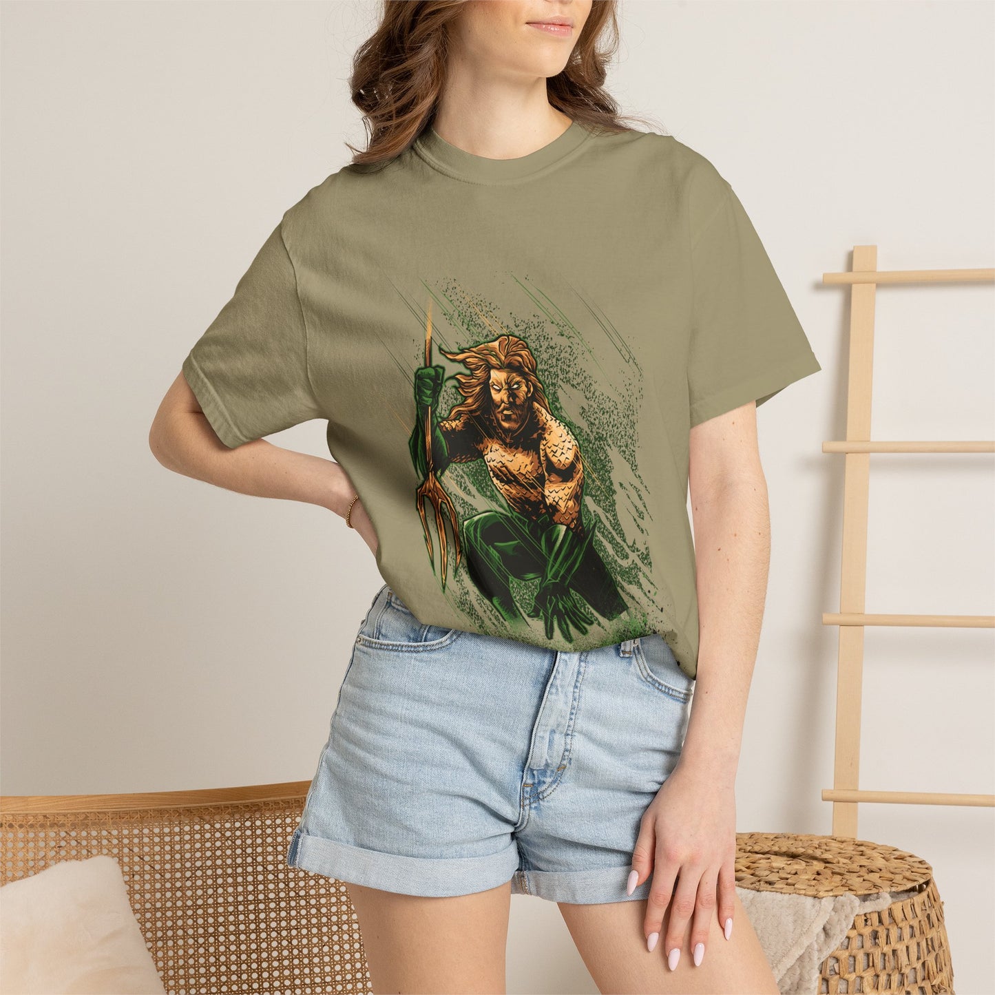 Aquaman Graphic T-Shirt — Vintage Surfing Trident Design