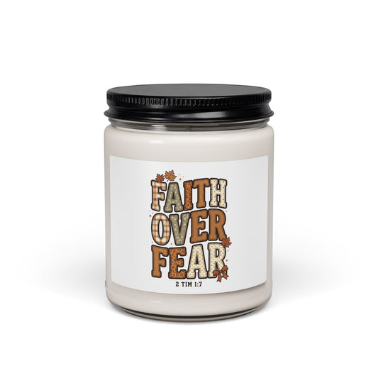 Faith Over Fear Soy Candle | Christian Autumn, Fall Leaves