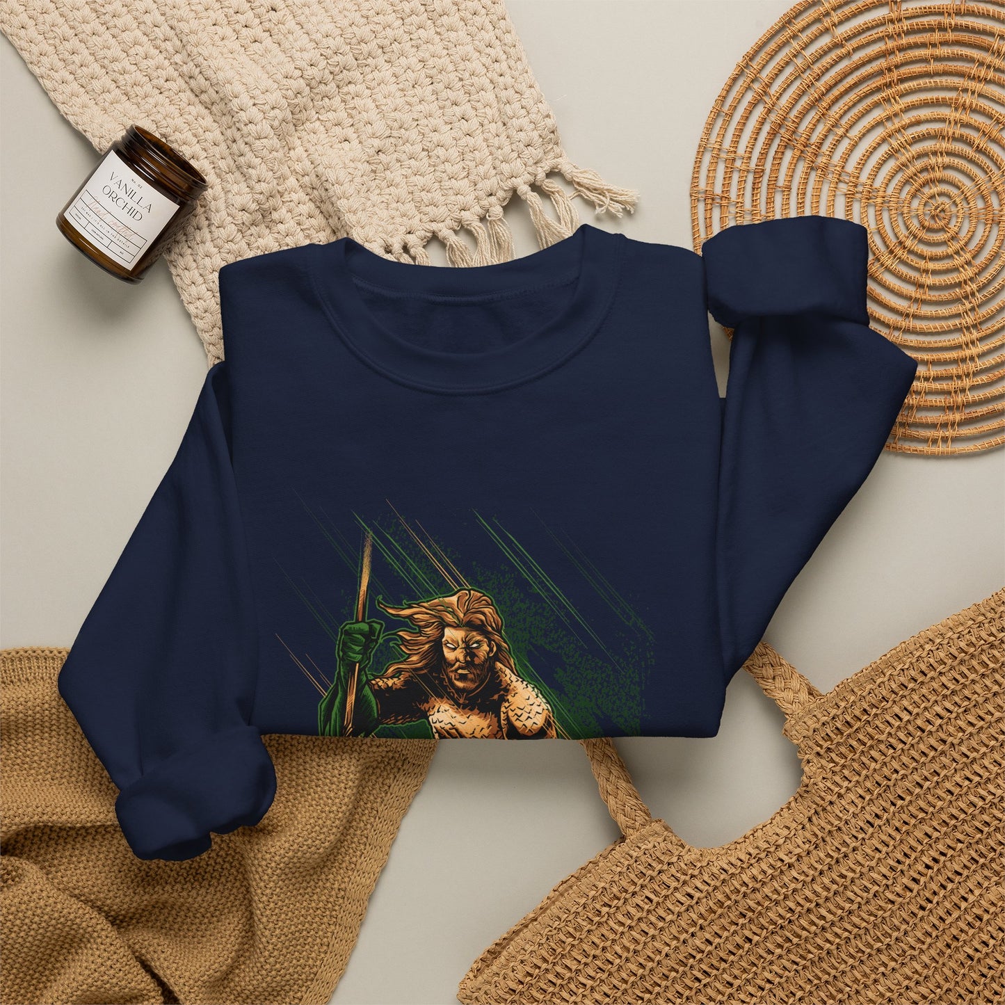 Aquaman Graphic Sweatshirt — Vintage Comic Trident Design