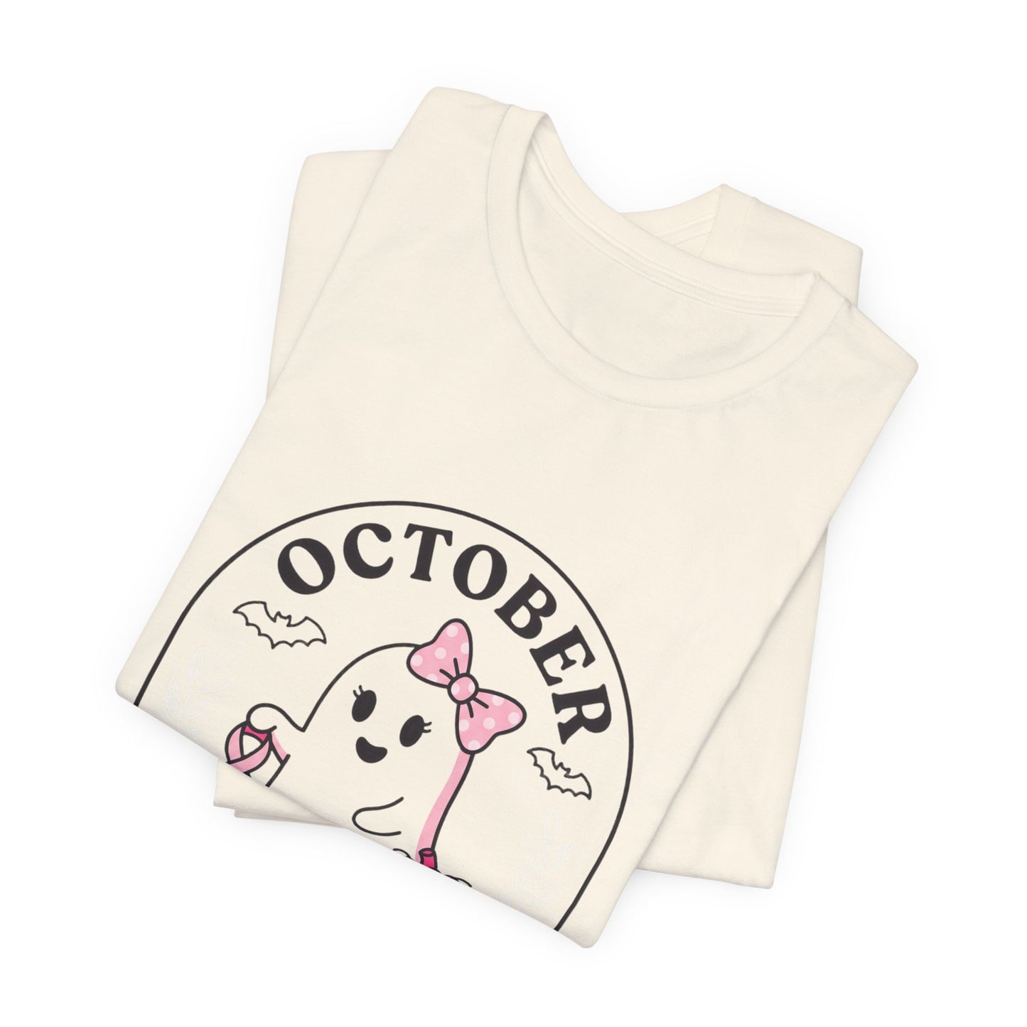 Pink Boo Crew Ghost Tee | Breast Cancer Awareness, October Ribbon