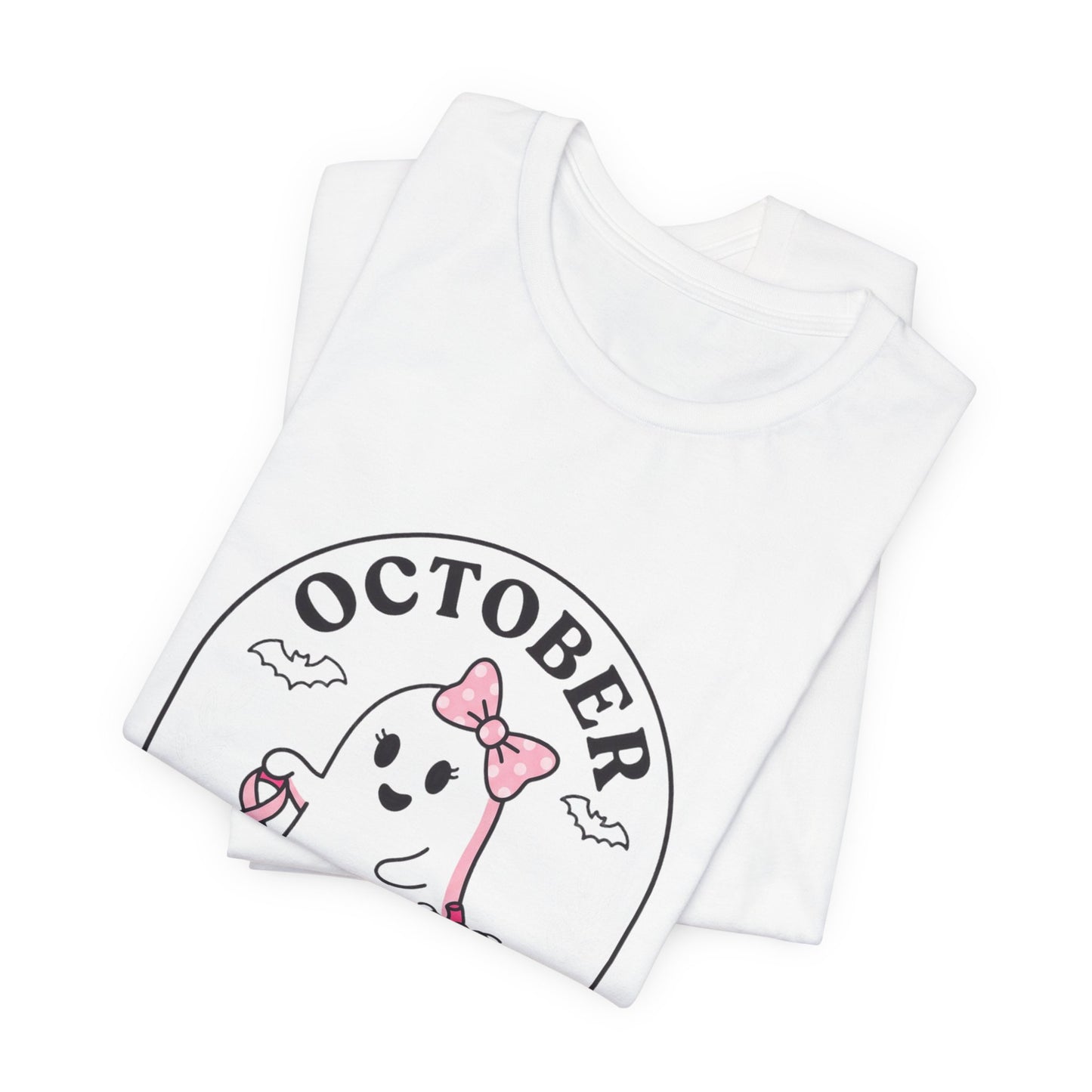 Pink Boo Crew Ghost Tee | Breast Cancer Awareness, October Ribbon